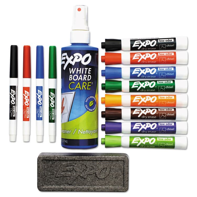 SANFORD Low-Odor Dry Erase Marker, Eraser and Cleaner Kit, Medium Assorted Tips, Assorted Colors, 12/Set (SAN80054A) thumbnail 3