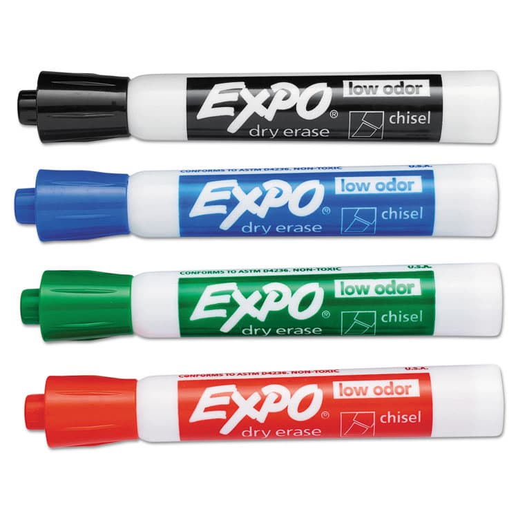 SANFORD Low-Odor Dry-Erase Marker, Broad Chisel Tip, Assorted Colors, 4/Set (SAN80074A) thumbnail 2