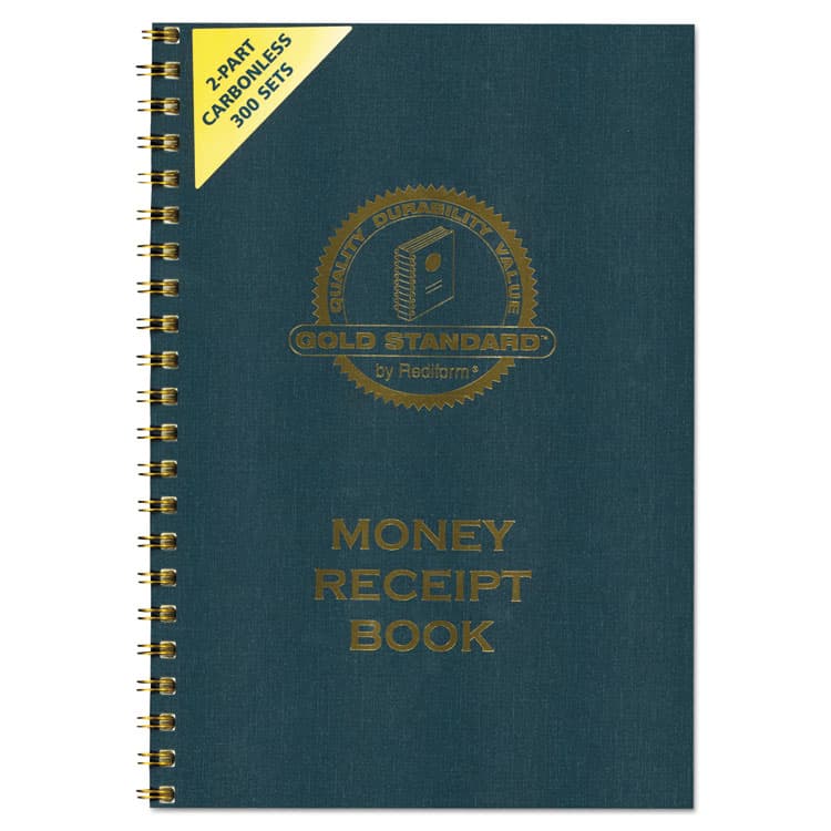REDIFORM OFFICE PRODUCTS Gold Standard Money Receipt Book, Two-Part Carbonless, 7 x 2.75, 4 Forms/Sheet, 300 Forms Total (RED8L810)