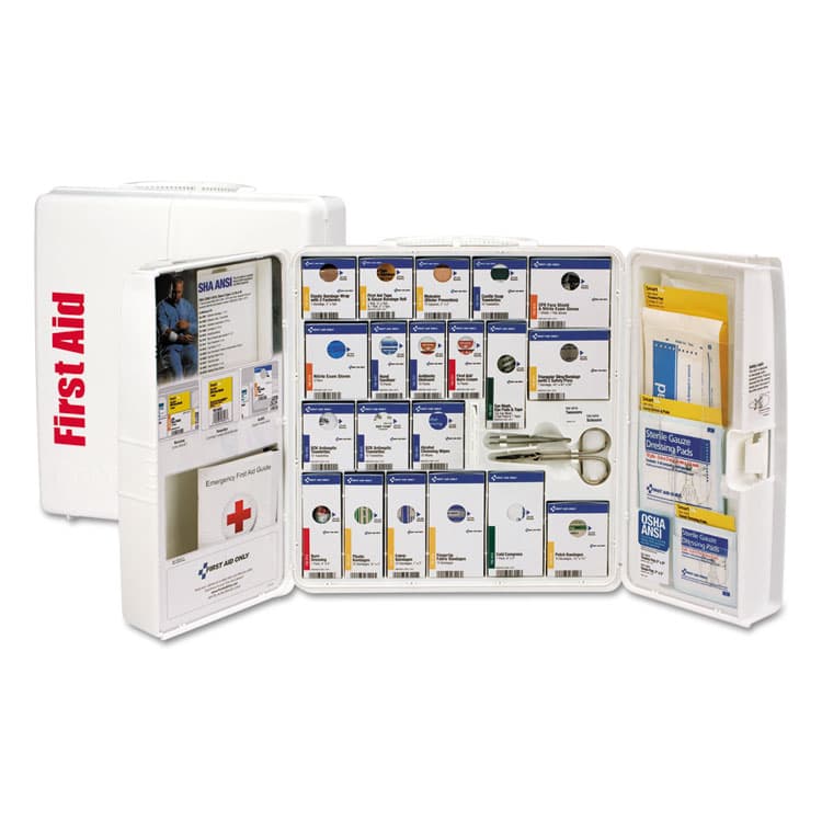 FIRST AID ONLY, . ANSI 2021 SmartCompliance General Business First Aid Station for 50 People, without Medication, 202 Pieces, Plastic Case (FAO90580021)