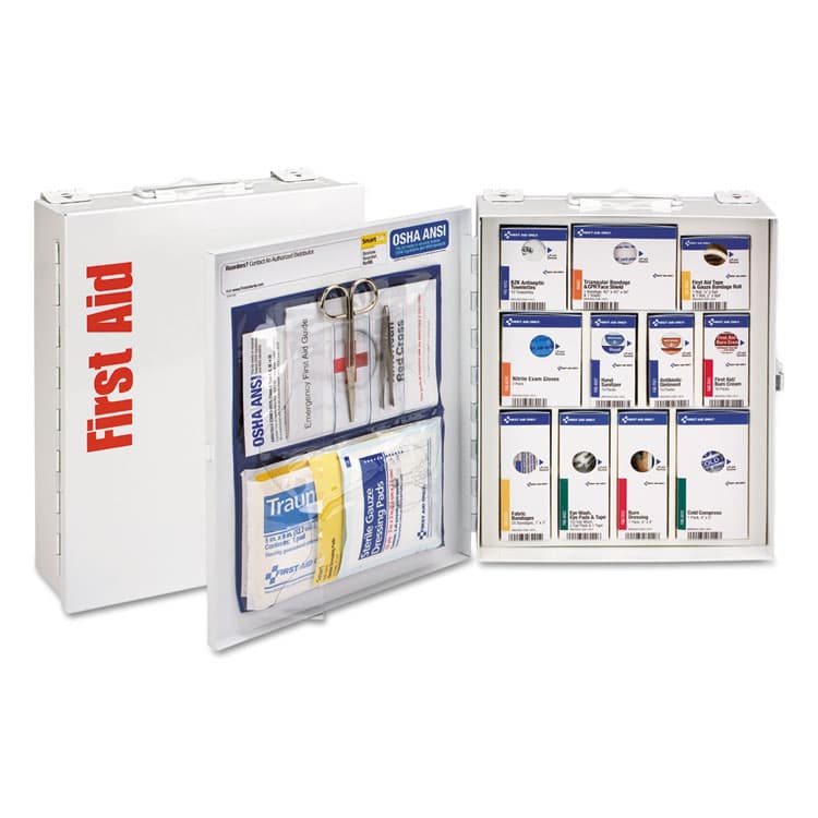 FIRST AID ONLY, . ANSI 2021 SmartCompliance General Business First Aid Station for 25 People, without Medication, 94 Pieces, Metal Case (FAO90578021)