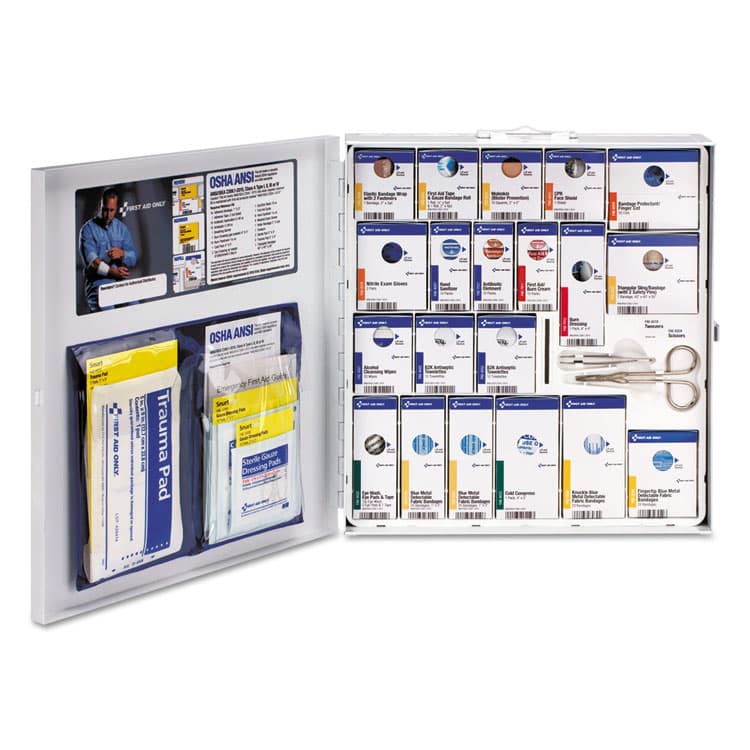 FIRST AID ONLY, . ANSI 2015 SmartCompliance Food Service First Aid Cabinet for 50 People, without Medications, 260 Pieces, Metal Case (FAO746006021) thumbnail 2