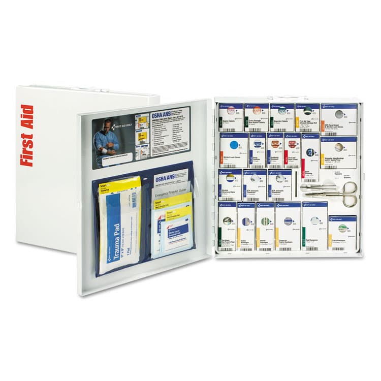 FIRST AID ONLY, . ANSI 2021 SmartCompliance General Business First Aid Station for 50 People, with Medication, 241 Pieces, Metal Case (FAO746000021)