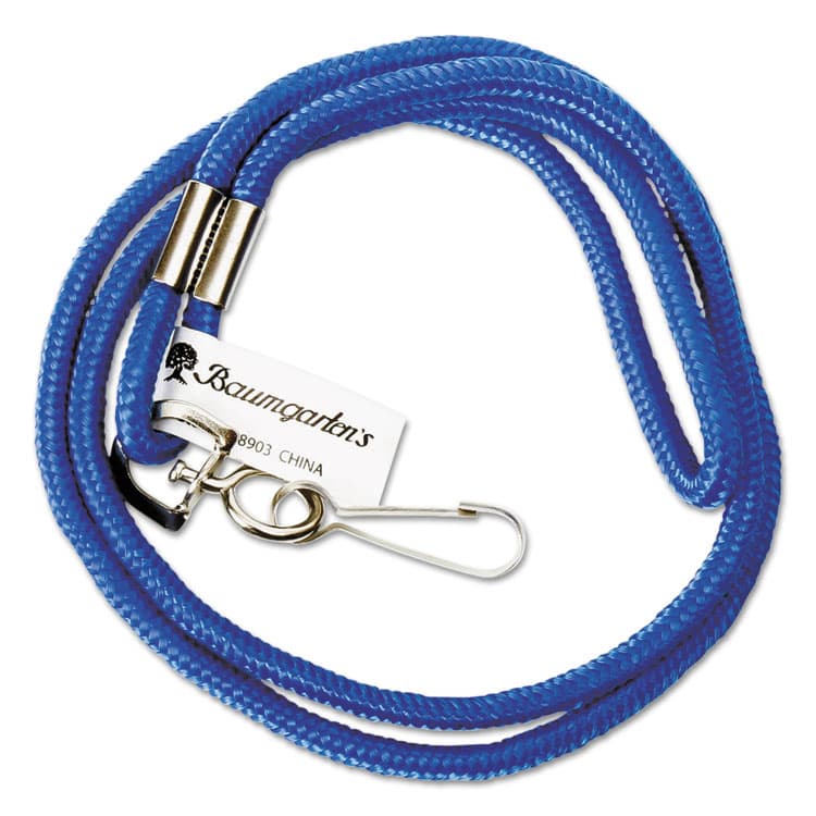 BAUMGARTENS Rope Lanyard, Metal Hook Fastener, 36" Long, Nylon, Blue (BAU68903) thumbnail 2
