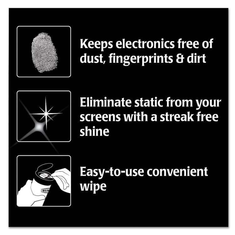 WEIMAN E-tronic Wipes, 1-Ply, 7 x 8, White, 30/Canister (WMN93A) thumbnail 3