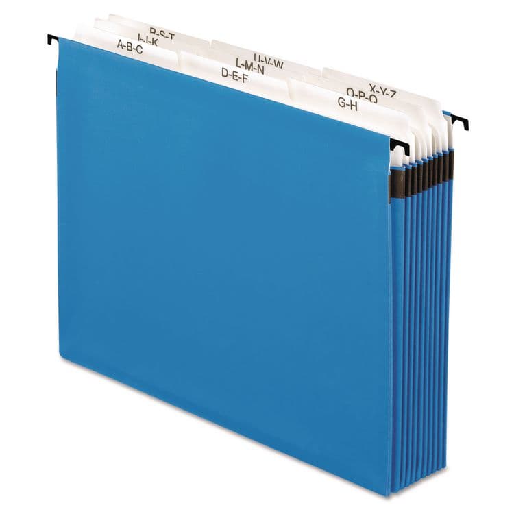TOPS BUSINESS FORMS SureHook Nine-Section Hanging Folder, 9 Sections, 5.25" Capacity, Letter Size, 1/5-Cut Tabs, Blue (PFX59225)