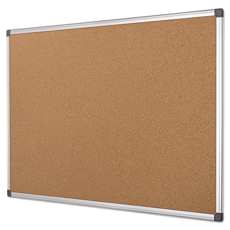 BI-SILQUE VISUAL COMMUNICATION PRODUCTS Value Cork Bulletin Board with Aluminum Frame, 24" x 36", Tan Surface, Satin Aluminum Frame (BVCCA031170) thumbnail 4