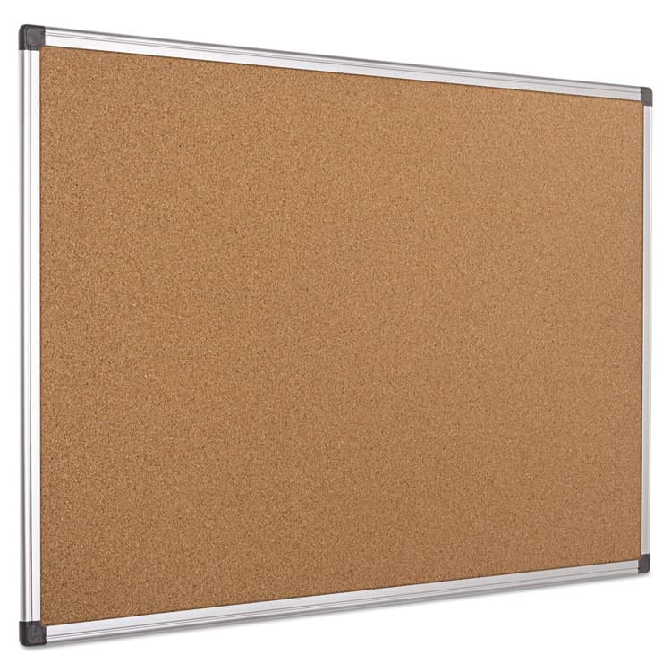 BI-SILQUE VISUAL COMMUNICATION PRODUCTS Value Cork Bulletin Board with Aluminum Frame, 24" x 36", Tan Surface, Satin Aluminum Frame (BVCCA031170) thumbnail 3