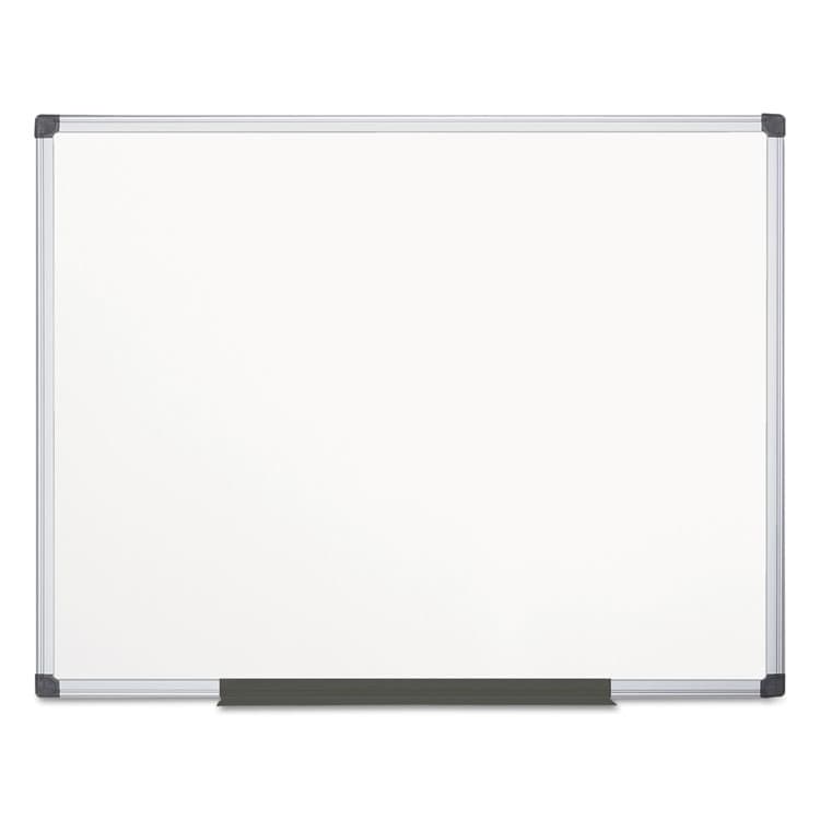 BI-SILQUE VISUAL COMMUNICATION PRODUCTS Porcelain Value Dry Erase Board, 48" x 72", White Surface, Satin Aluminum Frame (BVCCR1201170MV)