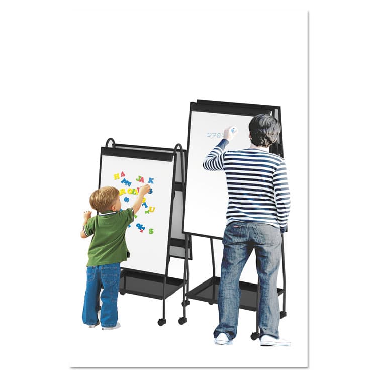 BI-SILQUE VISUAL COMMUNICATION PRODUCTS Creation Station Magnetic Dry Erase Board, 29.5" x 74.88", White Surface, Black Metal Frame (BVCEA49145016) thumbnail 3