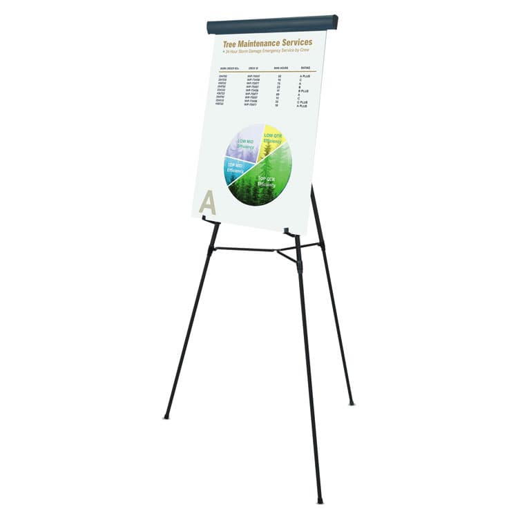 BI-SILQUE VISUAL COMMUNICATION PRODUCTS Heavy-Duty Telescoping Tripod Display Easel, 38" to 69" Tall, Metal, Black, Supports Up to 45 lb (BVCFLX05101MV) thumbnail 2