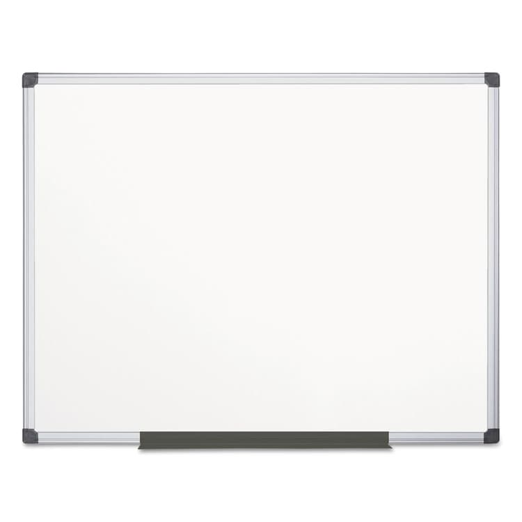 BI-SILQUE VISUAL COMMUNICATION PRODUCTS Value Lacquered Steel Magnetic Dry Erase Board, 72" x 48", White Surface, Satin Aluminum Frame (BVCMA2707170)