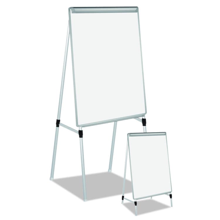 BI-SILQUE VISUAL COMMUNICATION PRODUCTS Silver Easy Clean Dry Erase Quad-Pod Presentation Easel, 28" x 39.5", White Surface, Black/Satin Aluminum Frame (BVCEA2300335MV) thumbnail 2