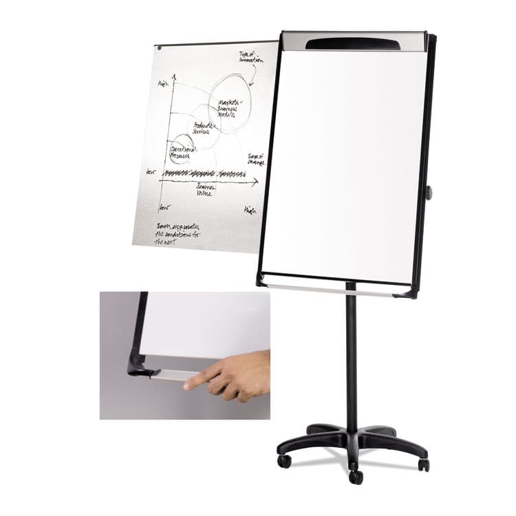 BI-SILQUE VISUAL COMMUNICATION PRODUCTS Platinum Mobile Easel, 29" x 41", White Surface, Black Plastic Frame (BVCEA48066720) thumbnail 2