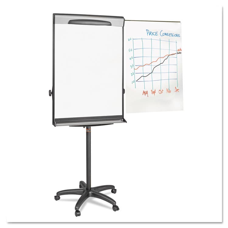BI-SILQUE VISUAL COMMUNICATION PRODUCTS Tripod Extension Bar Magnetic Gold Ultra Dry Erase Easel, 30" x 36", White Surface, Black/Satin Aluminum Frame (BVCEA48062119) thumbnail 2