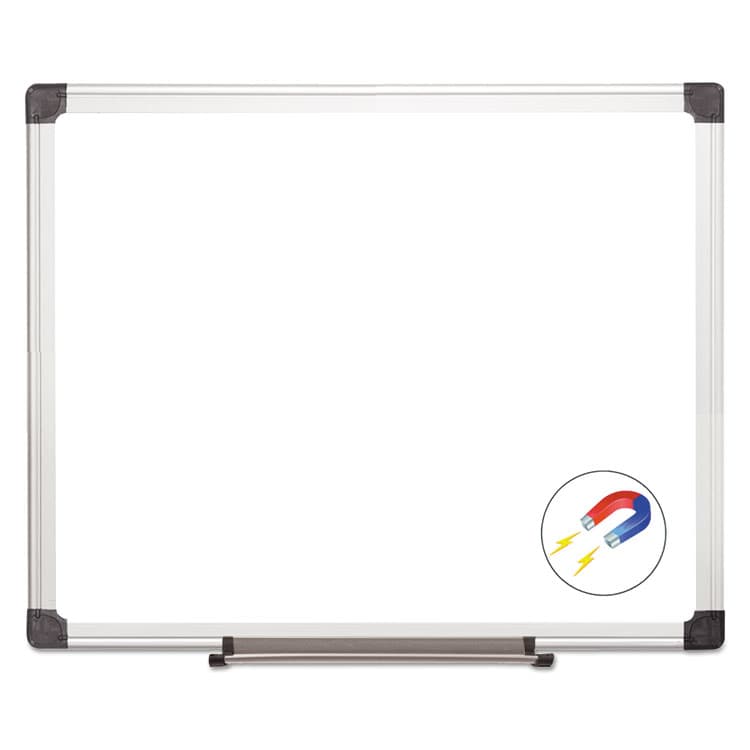 BI-SILQUE VISUAL COMMUNICATION PRODUCTS Value Lacquered Steel Magnetic Dry Erase Board, 24" x 36", White Surface, Satin Aluminum Frame (BVCMA0307170)