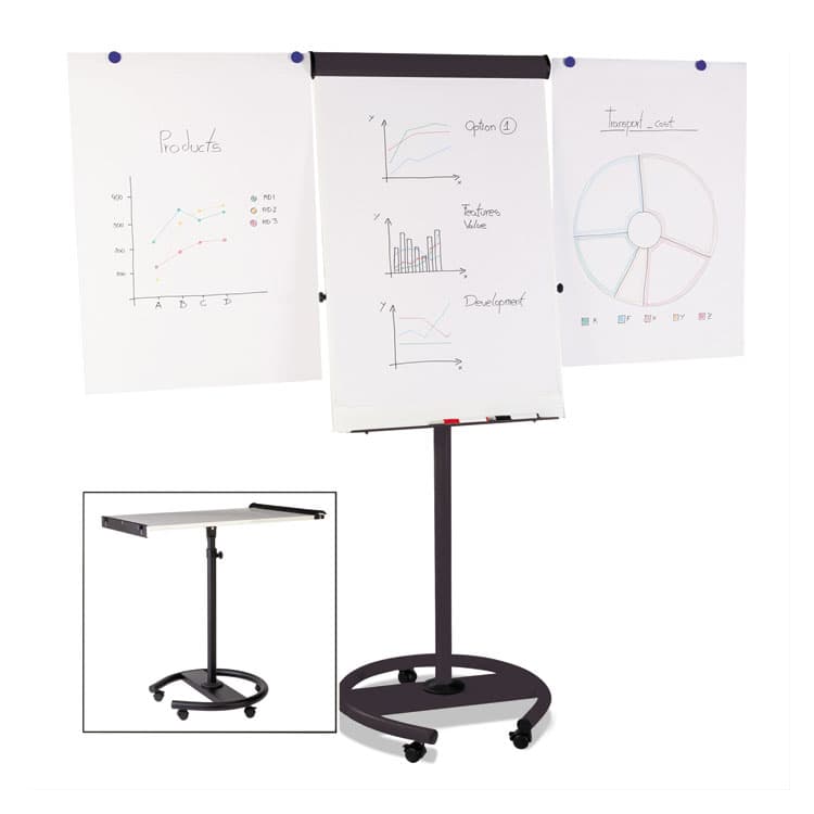 BI-SILQUE VISUAL COMMUNICATION PRODUCTS 360 Multi-Use Mobile Magnetic Dry Erase Easel, 27" x 41", White Surface, Black Steel Frame (BVCEA4806156) thumbnail 2