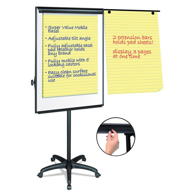 BI-SILQUE VISUAL COMMUNICATION PRODUCTS Silver Easy Clean Dry Erase Mobile Presentation Easel, 27.5" x 39", White Surface, Black Aluminum/Steel Frame (BVCEA4800055) thumbnail 4