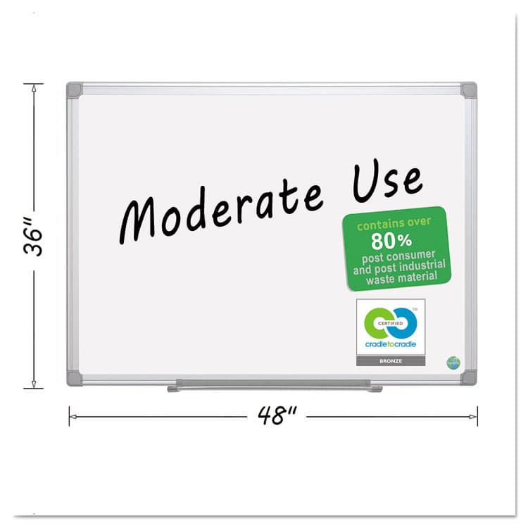 BI-SILQUE VISUAL COMMUNICATION PRODUCTS Earth Silver Easy Clean Dry Erase Boards, 48" x 36", White Surface, Satin Aluminum Frame (BVCMA0500790) thumbnail 2