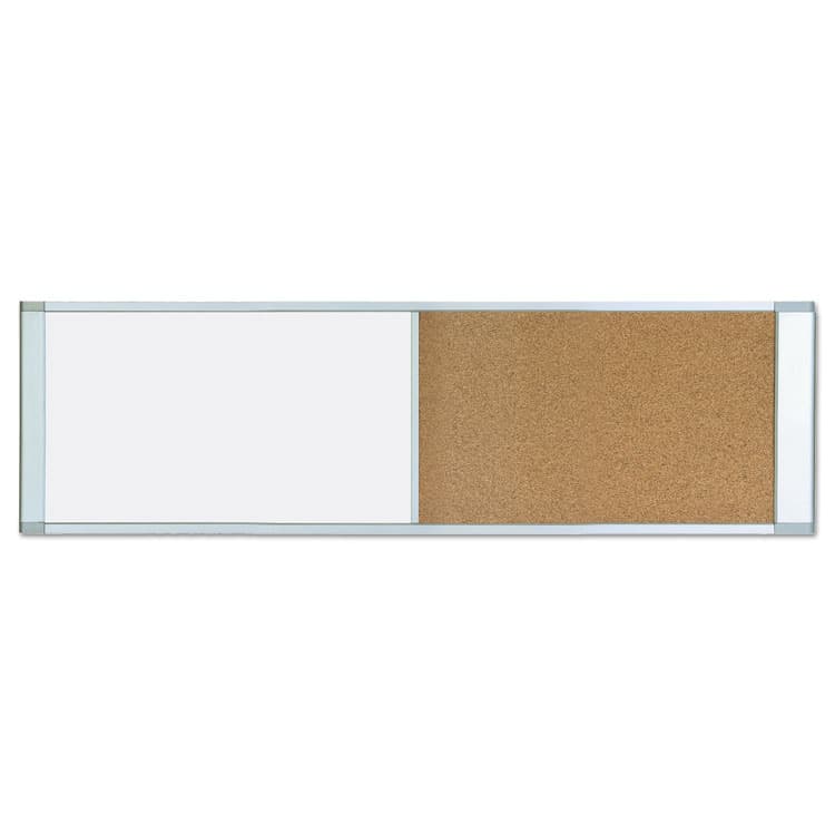 BI-SILQUE VISUAL COMMUNICATION PRODUCTS Cubicle Workstation Dry Erase Board, Combo Magnetic Dry Erase/Bulletin, 48" x 18", Tan/White Surface, Satin Aluminum Frame (BVCXA42003700) thumbnail 2