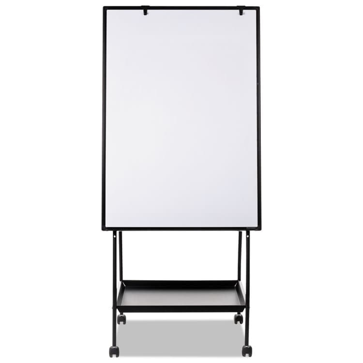 BI-SILQUE VISUAL COMMUNICATION PRODUCTS Creation Station Dry Erase Board, 29.5" x 74.88", White Surface, Black Metal Frame (BVCEA49125016)
