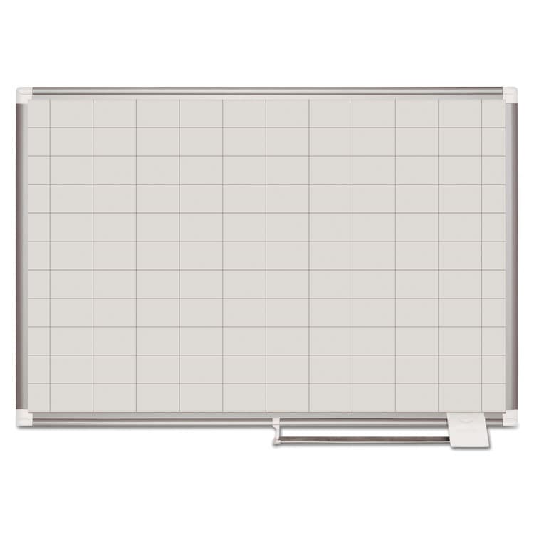 BI-SILQUE VISUAL COMMUNICATION PRODUCTS Gridded Magnetic Steel Dry Erase Project Planning Board, 2" x 3" Cells, 48" x 36", White Surface, Satin Aluminum Frame (BVCMA0593830) thumbnail 2