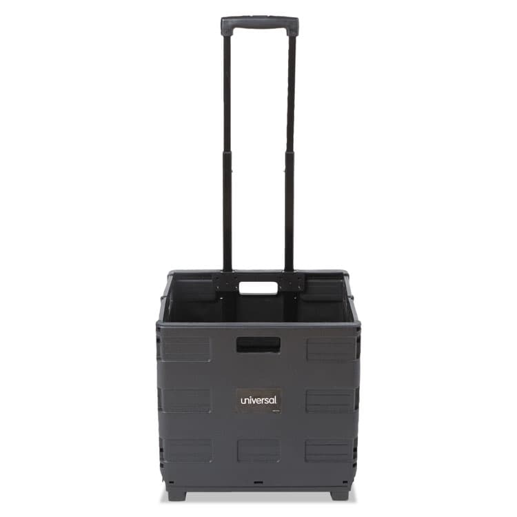 UNIVERSAL OFFICE PRODUCTS Collapsible Mobile Storage Crate, Plastic, 18.25 x 15 x 18.25 to 39.37, Black (UNV14110) thumbnail 3