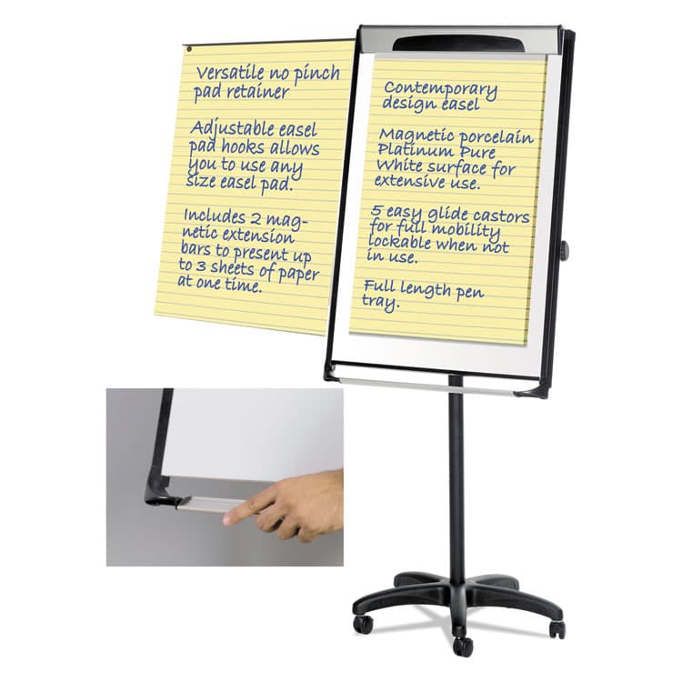 BI-SILQUE VISUAL COMMUNICATION PRODUCTS Platinum Mobile Easel, 29" x 41", White Surface, Black Plastic Frame (BVCEA48066720) thumbnail 4