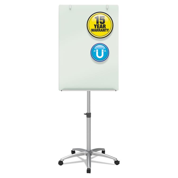QUARTET MFG. Infinity Glass Mobile Presentation Easel, 36" x 24", White Surface, Black/Gray Metal/Plastic Frame (QRTECM32G)