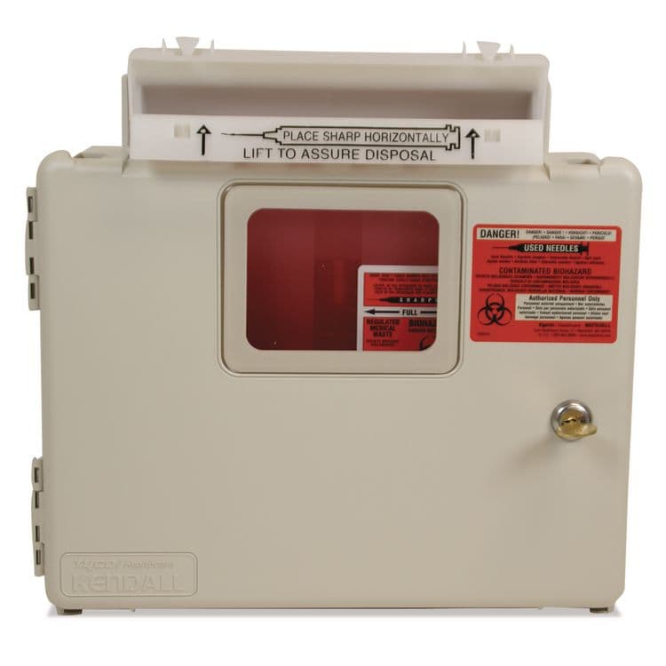 COVIDIEN In-Room Locking Wall Mount Sharps Container Cabinet System, 5 qt, ABS Plastic, Beige (CVDSWMU000609)