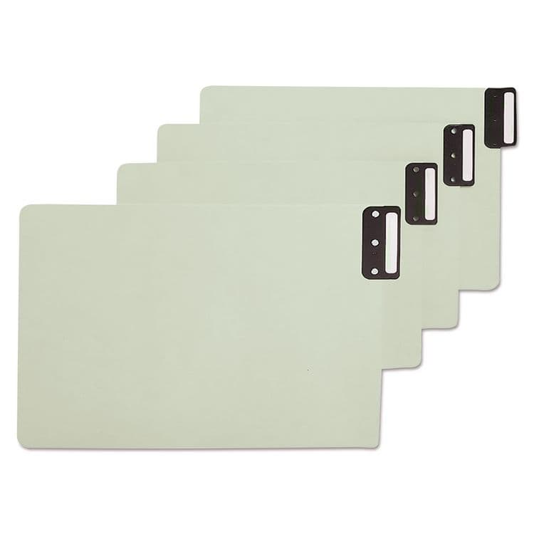SMEAD MANUFACTURING CO. 100% Recycled End Tab Pressboard Guides with Metal Tabs, 1/3-Cut End Tab, Blank, 8.5 x 14, Green, 50/Box (SMD63235)