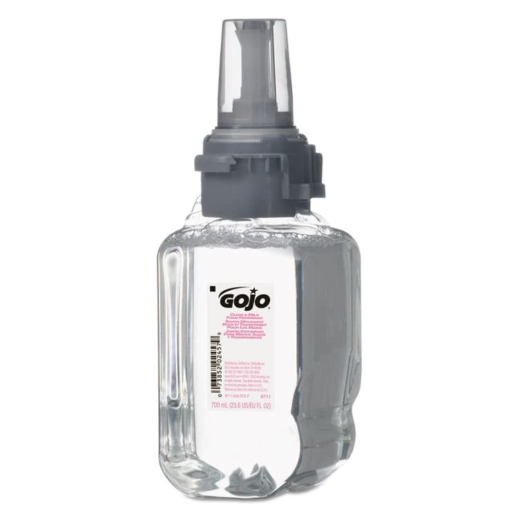 GO-JO INDUSTRIES Clear and Mild Foam Handwash Refill, For ADX-7 Dispenser, Fragrance-Free, 700 mL, 4/Carton (GOJ871104)