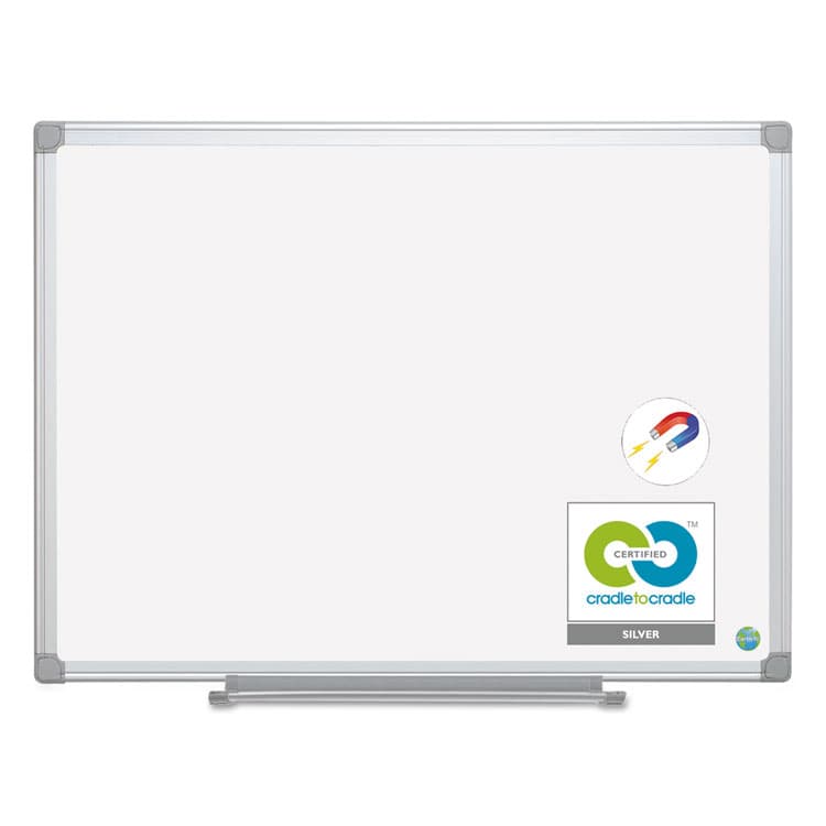 BI-SILQUE VISUAL COMMUNICATION PRODUCTS Earth Silver Easy Clean Magnetic Dry Erase Boards, 48" x 36", White Surface, Satin Aluminum Frame (BVCCR0820790) thumbnail 2