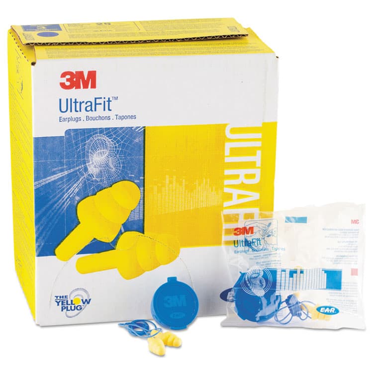 3M/COMMERCIAL TAPE DIV. E-A-R UltraFit Multi-Use Earplugs, Corded, 25NRR, Yellow/Blue, 50 Pairs (MMM3404002) thumbnail 2