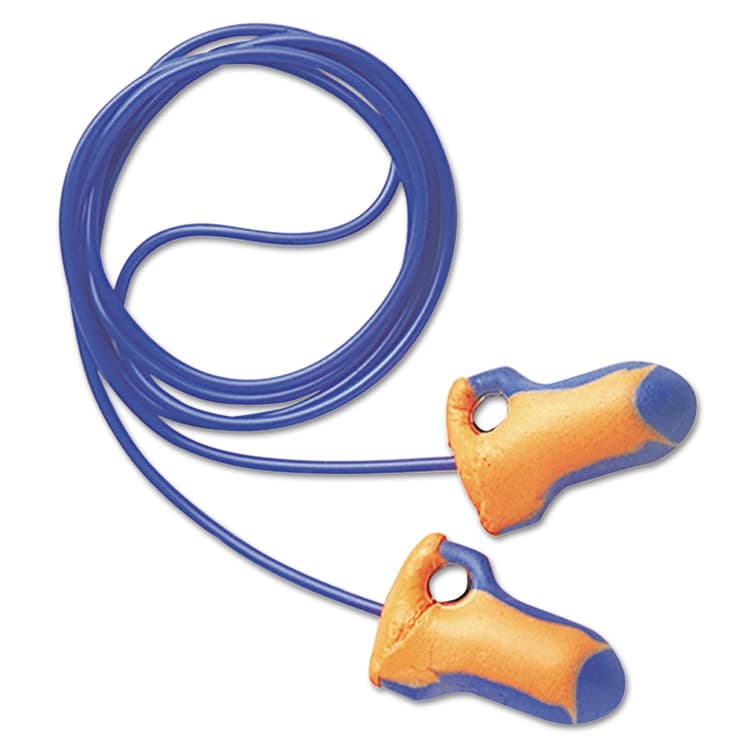 HONEYWELL ENVIRONMENTAL LT-30 Laser Trak Single-Use Earplugs, Corded, 32NRR, Orange/Blue, 100 Pairs (HOWLT30)
