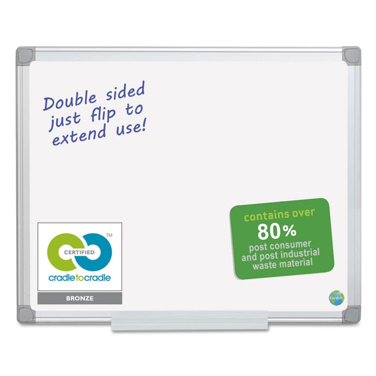 BI-SILQUE VISUAL COMMUNICATION PRODUCTS Earth Silver Easy Clean Dry Erase Boards, 36" x 24", White Surface, Satin Aluminum Frame (BVCMA0300790) thumbnail 3