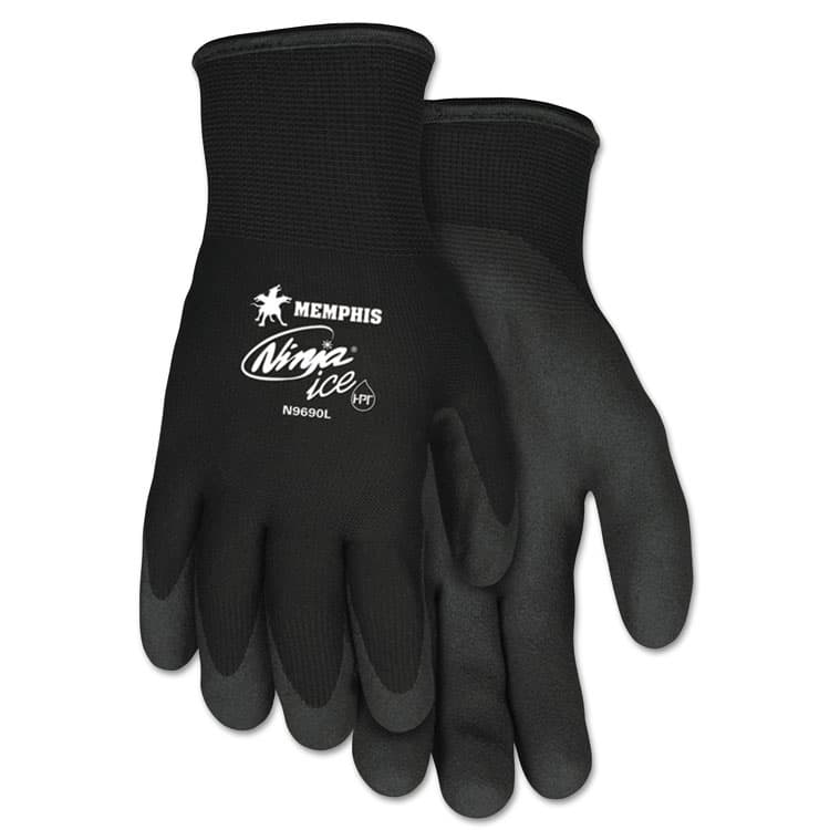 MCR SAFETY Ninja Ice Gloves, EN388: 3232, 10" Long, Large, Black, Pair (CRWN9690L)