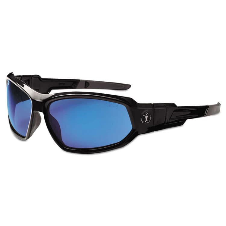 ERGODYNE CORPORATION Skullerz Loki Safety Glasses/Goggles, Black Full Frame, Mirrored Blue Dual Lens (EGO56092)