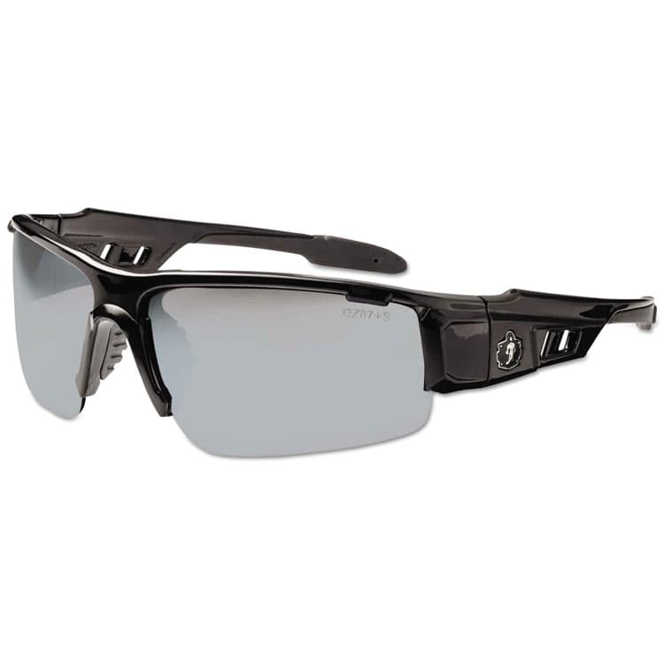 ERGODYNE CORPORATION Skullerz Dagr Safety Glasses, Black Half Frame, Mirrored Silver Single Lens (EGO52042)