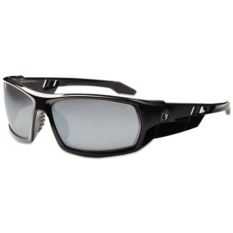 ERGODYNE CORPORATION Skullerz Odin Safety Glasses, Black Full Frame, Mirrored Silver Dual Lens (EGO50042)