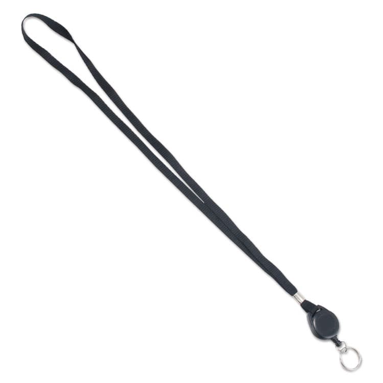 ADVANTUS CORPORATION Lanyards with Retractable ID Reels, Metal Split Ring Fastener, 34" Long, Black, 12/Pack (AVT75547)