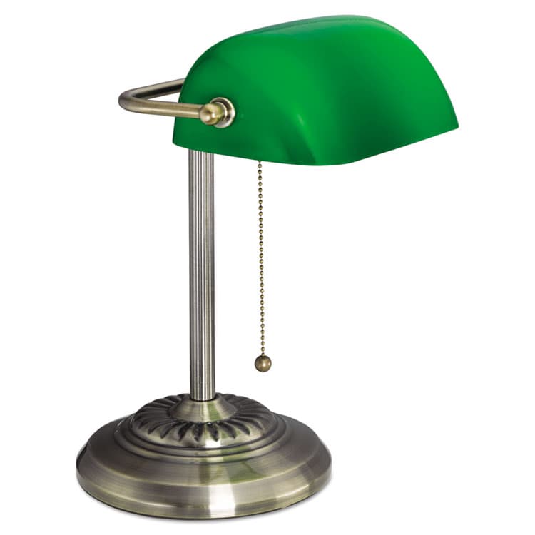 ALERA Traditional Banker's Lamp, Green Glass Shade, 10.5w x 11d x 13h, Antique Brass (ALELMP557AB) thumbnail 2