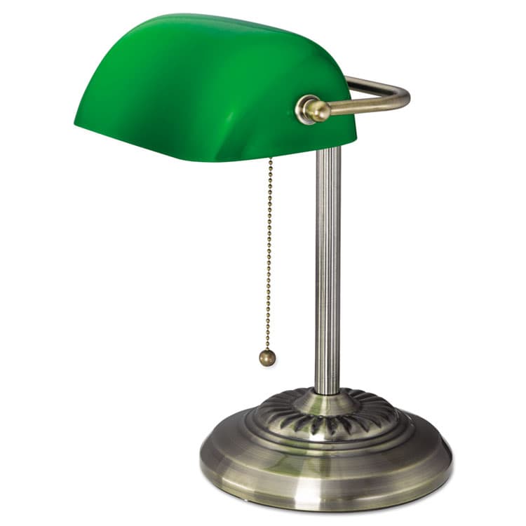 ALERA Traditional Banker's Lamp, Green Glass Shade, 10.5w x 11d x 13h, Antique Brass (ALELMP557AB) thumbnail 3