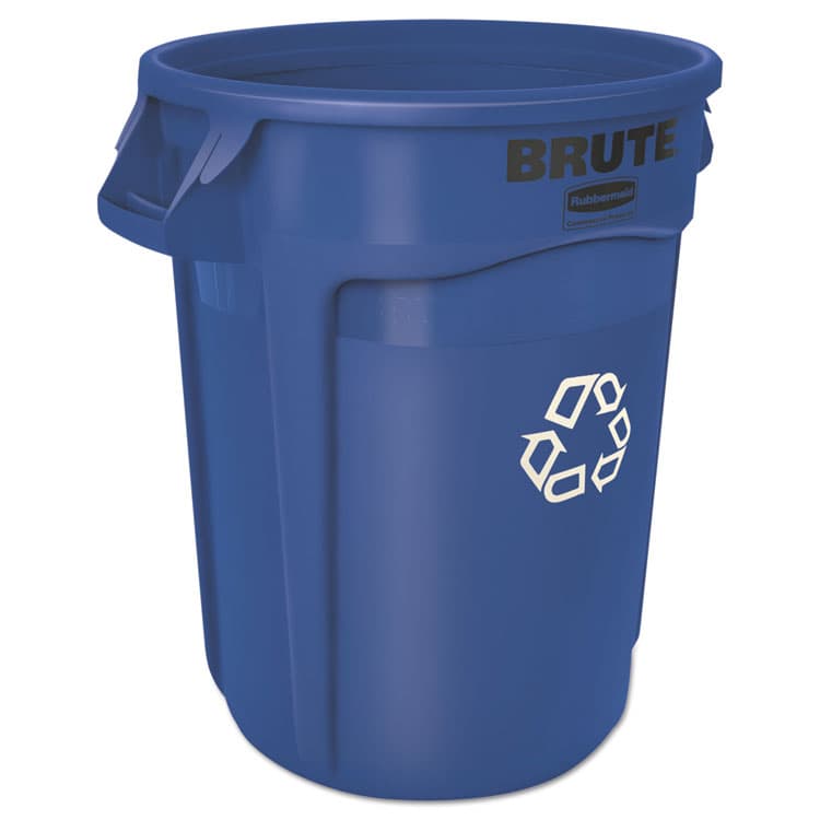 RUBBERMAID COMMERCIAL PROD. Brute Recycling Container, 32 gal, Polyethylene, Blue (RCP263273BE)