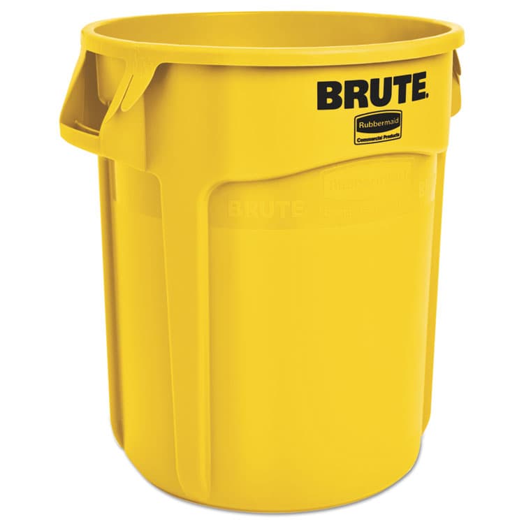 RUBBERMAID COMMERCIAL PROD. Vented Round Brute Container, 20 gal, Plastic, Yellow (RCP2620YEL)