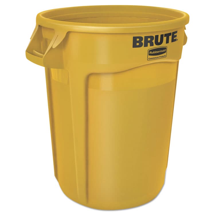 RUBBERMAID COMMERCIAL PROD. Vented Round Brute Container, 32 gal, Plastic, Yellow (RCP2632YEL) thumbnail 2