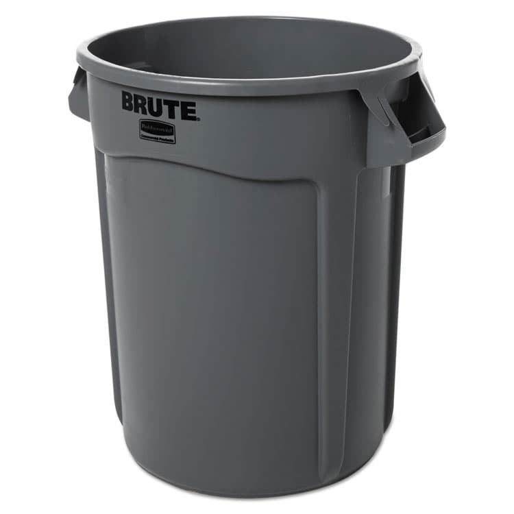 RUBBERMAID COMMERCIAL PROD. Vented Round Brute Container, 32 gal, Plastic, Gray (RCP263200GY)