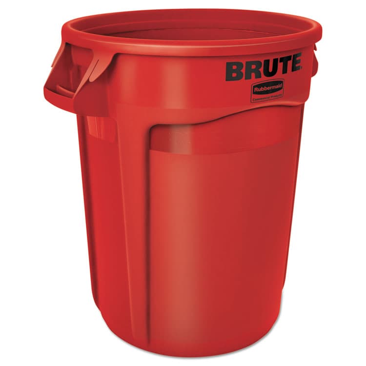 RUBBERMAID COMMERCIAL PROD. Vented Round Brute Container, 32 gal, Plastic, Red (RCP2632RED)
