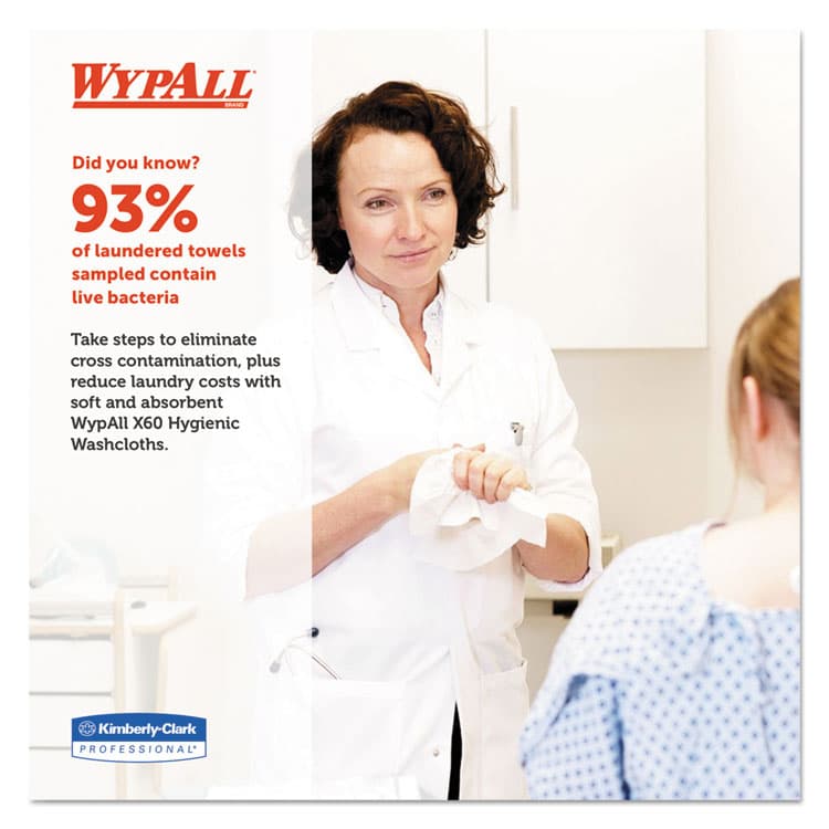 KIMBERLY CLARK General Clean X60 Cloths, 1/4 Fold, 12.5 x 10, White, 70/Pack, 8 Packs/Carton (KCC41083) thumbnail 4