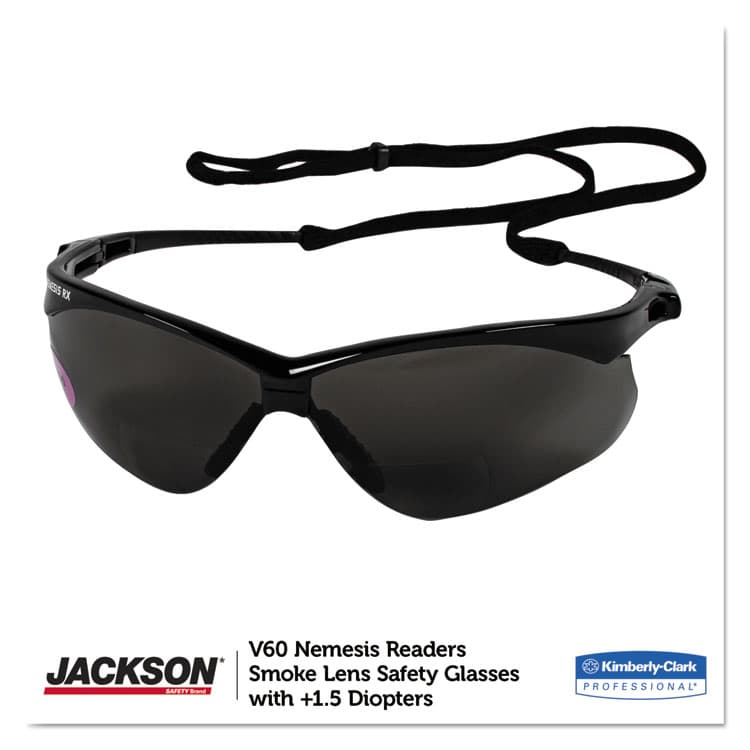KIMBERLY-CLARK PROFESSIONAL Nemesis Readers Safety Glasses, 1.5+ Diopter, Smoke Half Frame, Smoke Dual Lens (ANS22516) thumbnail 2